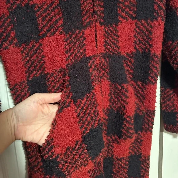 Skims NWT red black brick buffalo check plaid knit onesie - S/M